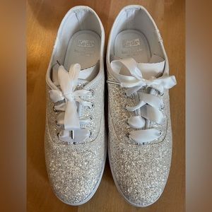 Kate Spade Keds, Silver Glitter, Size 8.5